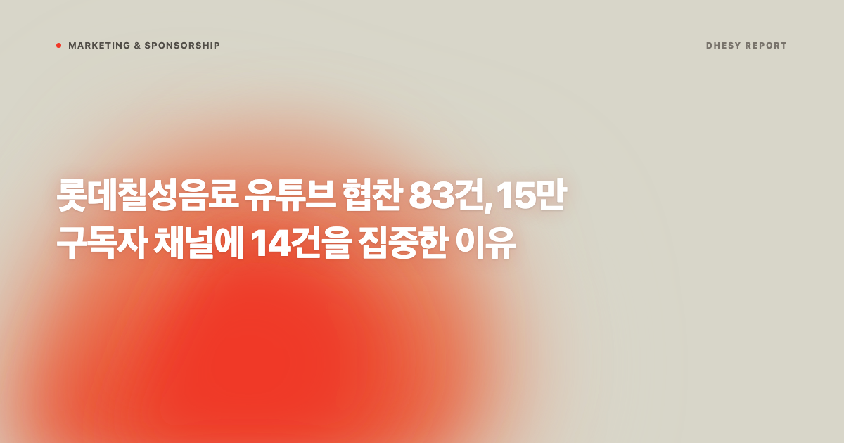 롯데칠성음료 유튜브 협찬 83건, 15만 구독자 채널에 14건을 집중한 이유
